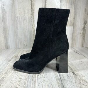 Sam Edelman Black Suede Block Heel Ankle Boots
